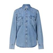 Adriano Goldschmied Denim-Style Overshirt med tryckknappar Blue, Dam