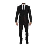 Dolce & Gabbana Elegant Bicolor Wool Suit - Svart Black, Herr