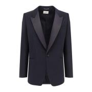 Saint Laurent Certifierad ullblazer med satinrevers Black, Herr