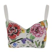 Dolce & Gabbana Blommigt Crop Top Stretch Bomullsblandning Multicolor,...