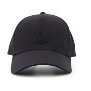 Moncler Bomull Logo Patch Justerbar Rem Hatt Black, Herr