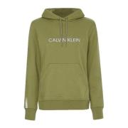 Calvin Klein Grön Sweatshirt med Dragkedja och Huva Green, Dam