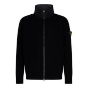 Stone Island Svarta Tröjor med Dubbelglidande Dragkedja Black, Herr