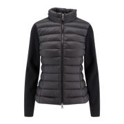 Moncler Nylon och ull kofta jacka med huva Black, Dam