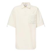 JW Anderson Polo Skjorta med Quiltad Satinficka White, Herr