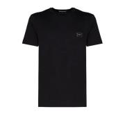 Dolce & Gabbana Svart bomull T-shirt med metallpatch Black, Herr