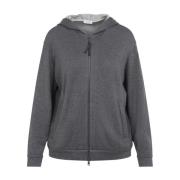 Brunello Cucinelli Grå Sweatshirt med Huva och Dragkedja Gray, Dam