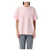 Ganni Broderat Hjärta Drop Shoulder T-shirt Pink, Dam