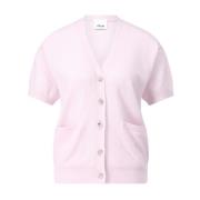 Allude Kortärmad Cardigan i Kashmirullblandning Pink, Dam