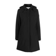 Woolrich Svart Trench Kappa för Män Black, Dam