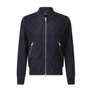 Arma Mjuk Läder Blouson Jacka Blue, Herr