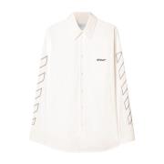 Off White Vit Button-Up Skjorta med Logotyp White, Herr