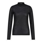 Drykorn Glittrig Turtleneck Långärmad Skjorta Black, Dam