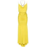 Elisabetta Franchi Gul Jersey Klänning med Cowl Neck Yellow, Dam