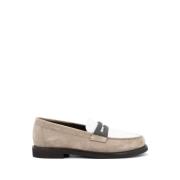 Brunello Cucinelli Sammet Läder Juvel Moccasins Beige, Dam