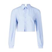 Maison Margiela Layering-Look Blus med Öppen Rygg Blue, Dam