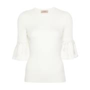 Twinset Vit Stickad Topp White, Dam