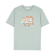 Maison Kitsuné Blå Bomull T-shirt Blue, Herr