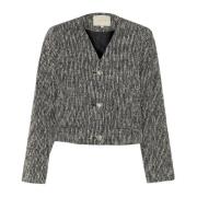 Kaffe Svart & Vit Boucle Blazer Jacka Gray, Dam