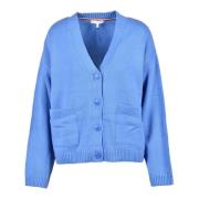 Tommy Hilfiger Stilig Cardigan med Bomullsblandning Blue, Dam