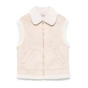 MC2 Saint Barth Beige Stickad Gilet Aw24 Beige, Dam