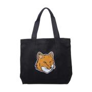 Maison Kitsuné Svart Fox Head Tote Bag Black, Dam