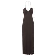 Michael Kors Svart Jersey Maxi Klänning med Silver Metallband Black, D...