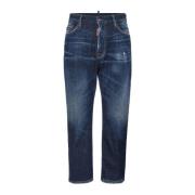 Dsquared2 Blå Faded Denim Straight Cut Jeans Blue, Herr