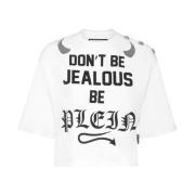 Philipp Plein Avslappnad Bomull T-shirt White, Dam