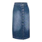 Part Two Denimkjol med Knappar framtill Blue, Dam