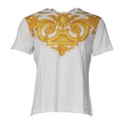 Versace Medusa Print Cotton Crew Neck T-shirt White, Herr