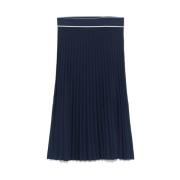 Ermanno Scervino Navy Blue Stickad A-linje Kjol Blue, Dam