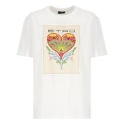 Etro Vit Bomullst-shirt med Broderad Logotyp White, Dam