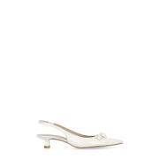 Stuart Weitzman Vit läder slingback med klack White, Dam