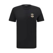 Dolce & Gabbana Broderad Bi Krona T-shirt Monokrom Black, Herr