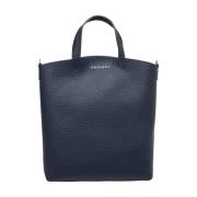 Orciani Blå Läder Shopper Väska Blue, Dam