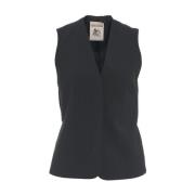 Semicouture Svart Ull Blazer Väst Black, Dam