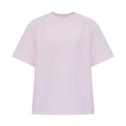 Ganni Hjärttryck T-shirt för axelstil Pink, Dam