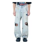 Vetements Slitna Baggy Jeans Blue, Herr