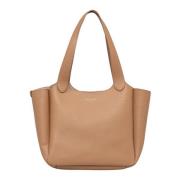 Twinset Brun Läder Shopper Väska Forever Brown, Dam