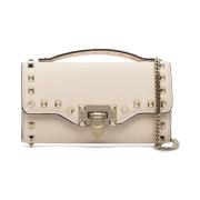 Valentino Garavani Studded Chain Wallet med Logodetalj Beige, Dam