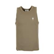 Ami Paris Ribbad tanktop med logotyp Green, Herr