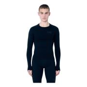 MM6 Maison Margiela Texturerad Crewneck Topp med Logotyptryck Black, H...