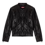 Diesel Svart Bikerjacka med Coated Effekt Black, Herr