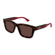 Gucci Wayfarer Stil Solglasögon med Webbdetalj Brown, Unisex