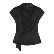 Bruuns Bazaar Svart Draperad Blus Acaciabbtinja Stil Black, Dam