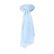 Faliero Sarti Silkeblandad Fransig Scarf Blue, Dam