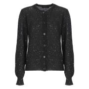 Fabiana Filippi Svart Paljett Cardigan Tröja Black, Dam