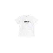 Off White Vit Bomull T-shirt med X Print White, Herr