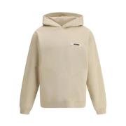 Jacquemus Monogram Patch Bomullshoodie Plysch Interiör Beige, Herr